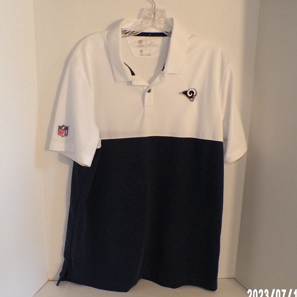 NIKE MEN'S NFL ON FIELD APPAREL DRI-FIT EMBROIDERED ( RAMS )  LOGO POLO SHIRT